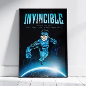 Invincible Comic Poster No Frame | Dark Superhero Wall Art, Gritty Space