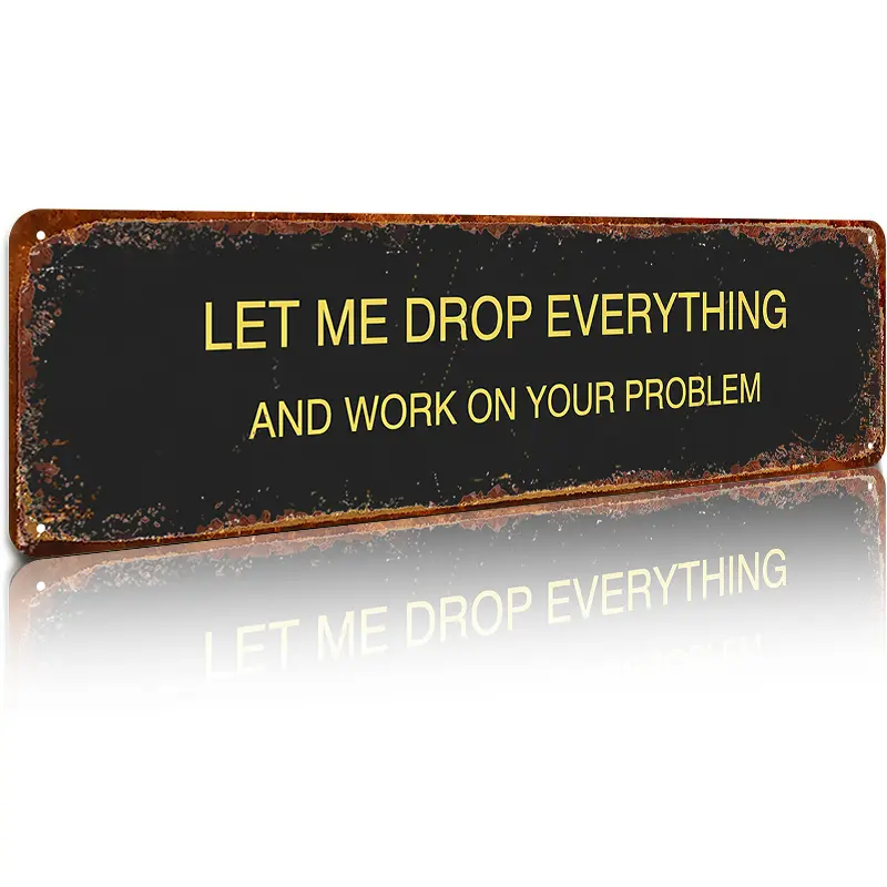 American Retro Aesthetic Aluminium Hanging Rectangular Sign - Humorous Warning Graphic Speciality Plaques & Signs, Secure Drop-It Tag Joke Office Decor, High-Quality Long-Lasting, Easy-Install Universal Workplace Gift