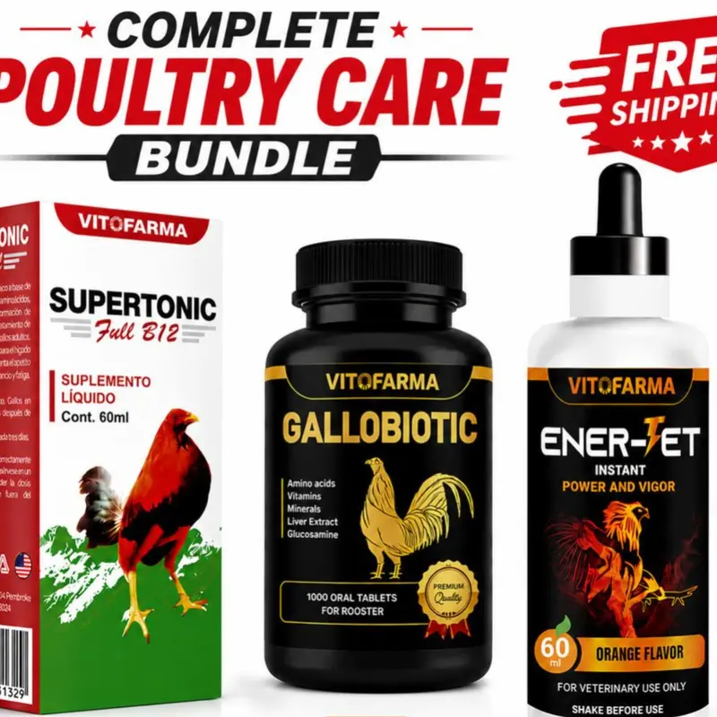 Vitofarma 3 combo Complete Poultry Trio | Ener-jet + Supertonic full B12 + Gallobiotic