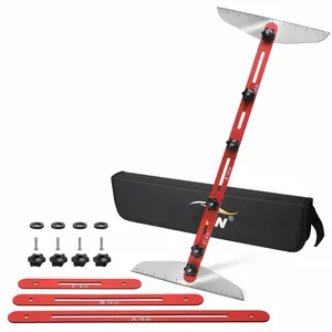 Stair Tread Template Tool with Portable Storage Bag, Stair Tread Gauge Stair Tread Shelf Layout Tool Set Measuring Stair Tool Self Scribe Tool for Stairs Riser Partitions Self  Drywall (Red)