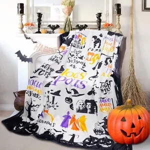 HOCUS POCUS Halloween Witch Blanket, Halloween Blankets and Throws, Halloween Throw Blanket, Halloween Throws Gifts for Kids Women Men Adults, White, 50" x 60"