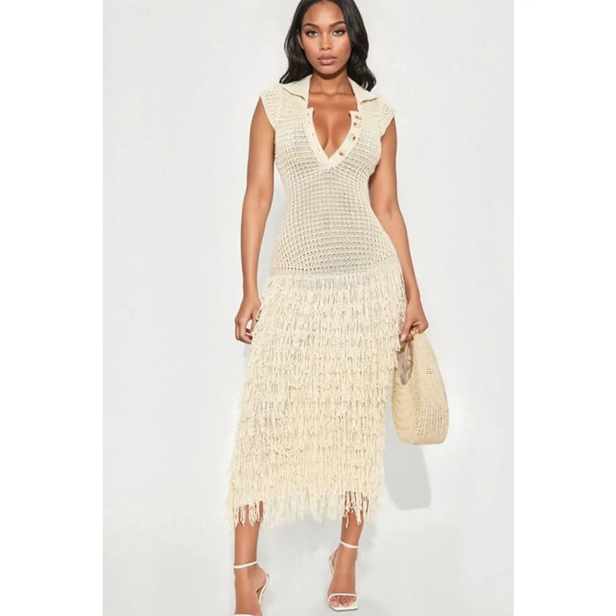 Catalina Crochet Maxi Dress - Cream 6