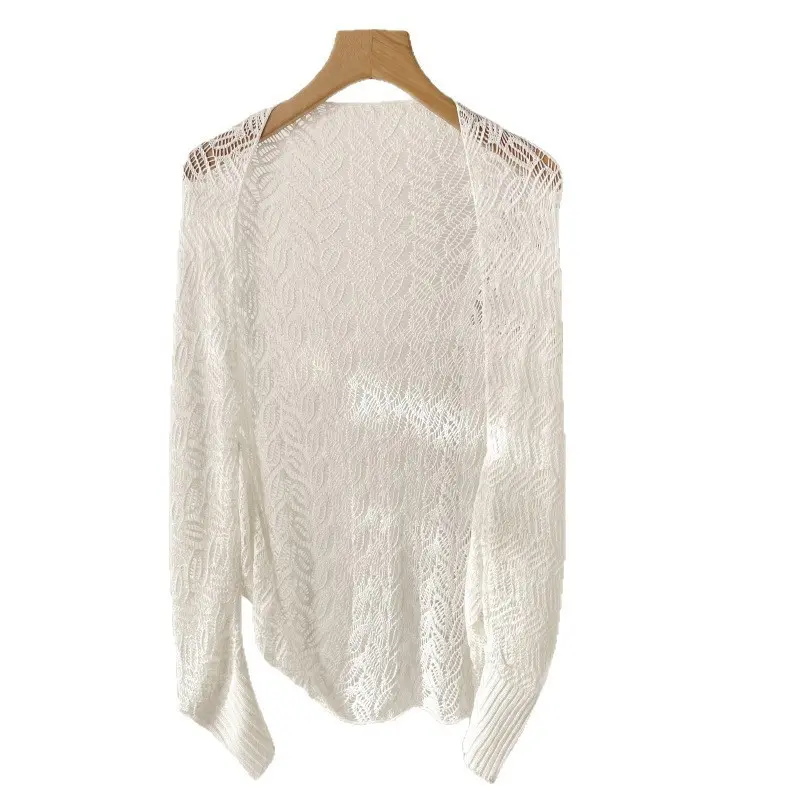 Leaf hollow cardigan   white