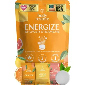 Body Restore Shower Steamers Aromatherapy 15 Pack – Mothers Day Gifts for Mom, Birthday Gifts for Women, Relaxation Stress Relief Self Care – Premium Citrus Essential Oil Tablets