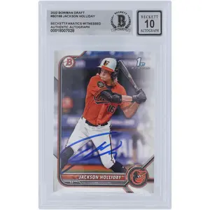 Jackson Holliday Baltimore Orioles Autographed 2022 Bowman Draft 1st Bowman #BD-168 Beckett Fanatics Witnessed Authenticated 10 Card - Fanatics Authentic Certified