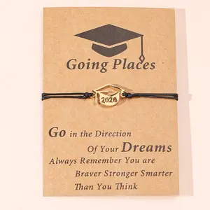 1pc New 2026 Graduation Cap Pendant Bracelet, Women/Couples/Friends Graduation/Back To School/Teacher's Day Gift, Daily Accessory