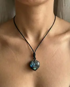 Mystical Labradorite Heart Pendant  A Gem of Transformation and Inner Wisdom