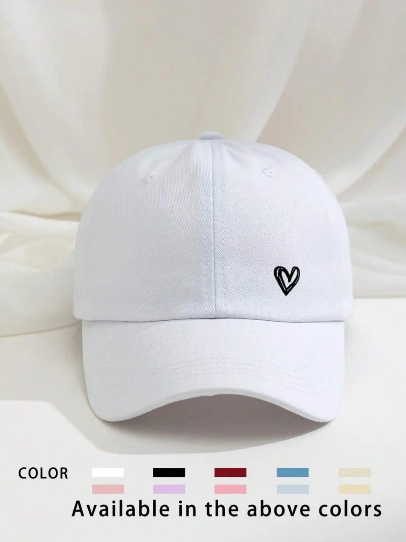 1pc Printed Heart-Shape Heart Design Baseball Cap, Breathable Adjustable Golf Sun Hat For Women Men, Outdoor Casual Curved Brim Sun Visor, Fashionable Y2K Couple Hat For Summer, All Seasons