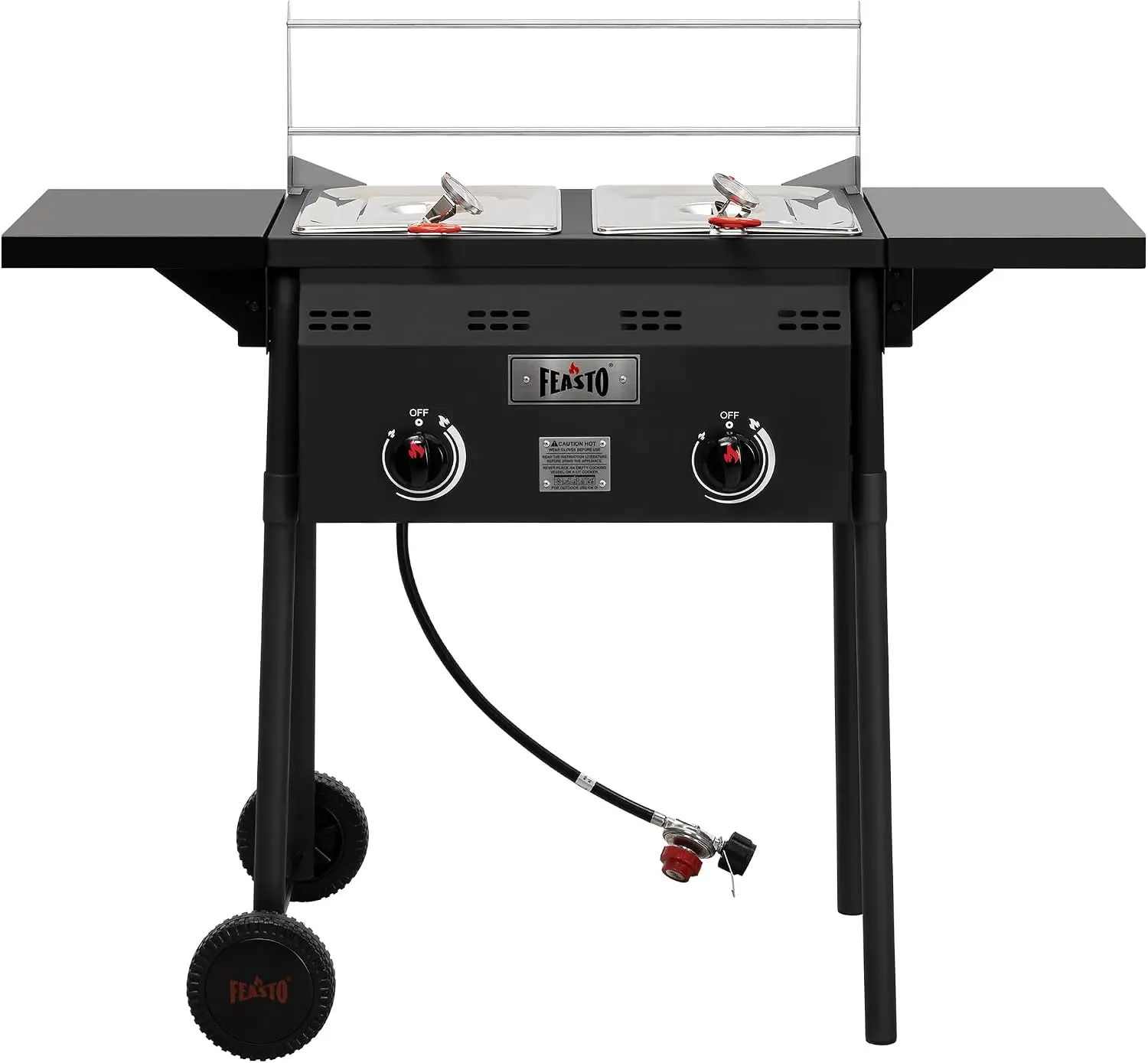 Feasto Outdoor Propane Deep Fryer with Rolling Cart, Dual-Tank Design, 2 Independent Burners, 100,000 BTU, 4-Gal Oil Capacity Frying Station with Baskets for Fish, Fries
