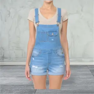 Plus size overalls, denim shortalls, Wish multi pocket front Bib, tradicional adjustable straps