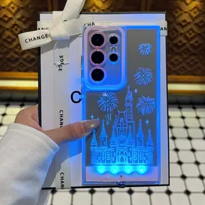 Sound-Controlled Fireworks Castle Phone Case, Hollow Cartoon Design Protective Cover, Unique Call Light Girl Phone Shell, Couple Style for Samsung Galaxy S24 S25  S24 ULTRA A35 A36 A55 A56 S25 Ultra Accessories