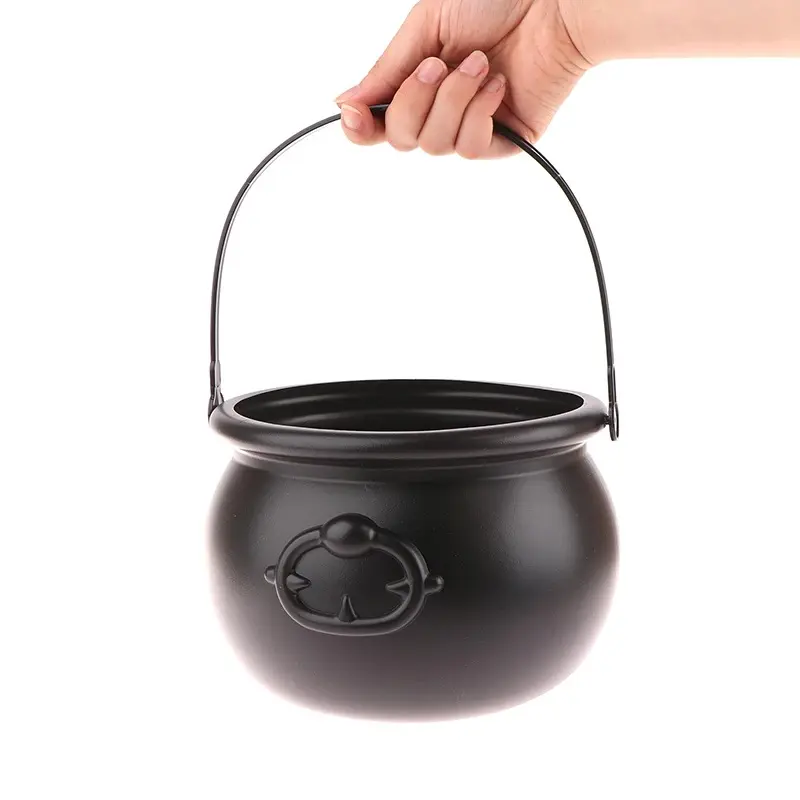 Large Wizard Witch Cauldron Decor Prop, Multipurpose Candy Holder & Table Centerpiece, Ideal Tabletop Ornament for Halloween Irish Themed Parties & Holiday Home Decorations