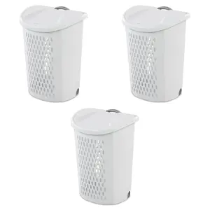 Ultra Wheeled Hamper Plastic Adult, White, Set of 3 - Household Appliance