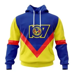 LIGA MX Club America Retro Design With 107th Anniversary Logo, Unisex 3D Hoodie, Realistic Print Design, Trendy Streetwear Pullover