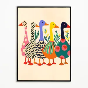 Colorful Duck Art Poster, Vibrant Print, Art Prints, Art Work For Wall Decor, Artistic Flat Design Wall Decor, Aesthetic Wall Decor for Living Room & Bedroom, Unique Home Decoration Gift Idea, Perfect for Festive Occasions