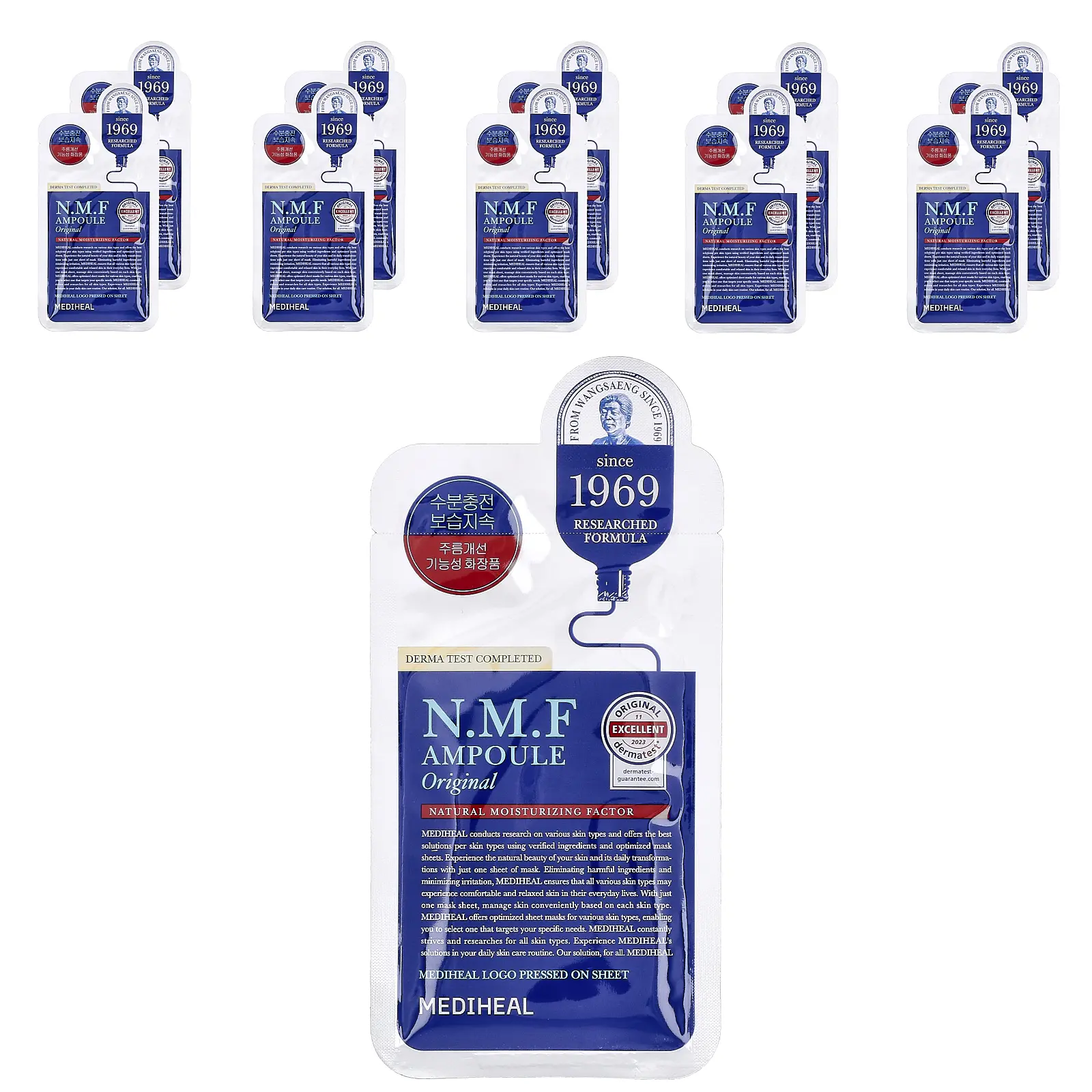 MEDIHEAL N.M.F Ampoule Beauty Mask, Original , 10 Masks, 0.91 fl oz (27 ml)