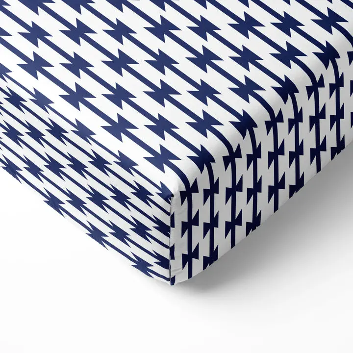 Bacati Emma & Liam Aztec 100% Cotton Percale Fitted Crib Sheet – Liam Aztec Kilim – Navy