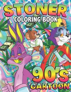 90s Cartoon Stoner Coloring Book - Retro, Cannabis, Fun, Adult Coloring, Relaxation, Nostalgic Art