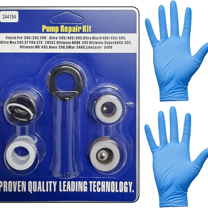 244194 Pump Repair Kit with Disposable Gloves fit for Graco Ultra Max II 390 395 490 495 595 LineLazer 3400