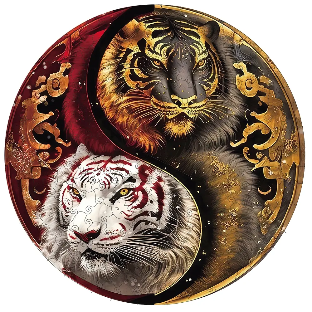 Adult Wooden Puzzle Creative Puzzle Tiger Unique Irregular Animal Shape, Perfect Holiday Gift for Friends Family Modern Art Home Decor Wooden Stacking Puzzle Jigsaw Puzzles