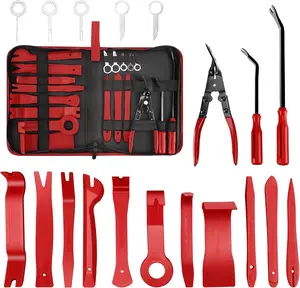 19 Pcs Trim Removal Tool, Auto Clip Pliers Fastener Terminal Remover Set, Plastic Pry Tool Kit for Car Panel/Dash/Door/Audio/Radio/Stereo with Storage Bag