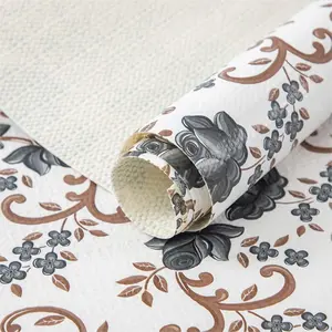 12X120 Inch Shelf Liner for Kitchen Cabinets, PVC Drawer Liner for Dresser Non-Slip Bathroom, Non-Adhesive Cabinet Liner Washable (Black Floral)(1 Roll)