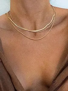 3PC Fashion Herringbone Necklace Set for Women – Delicate Snake Chain Layered Necklaces, Simple and Elegant Jewelry Set, Perfect for Daily Wear and Party Gifts, Ideal Jewelry Gift for Women