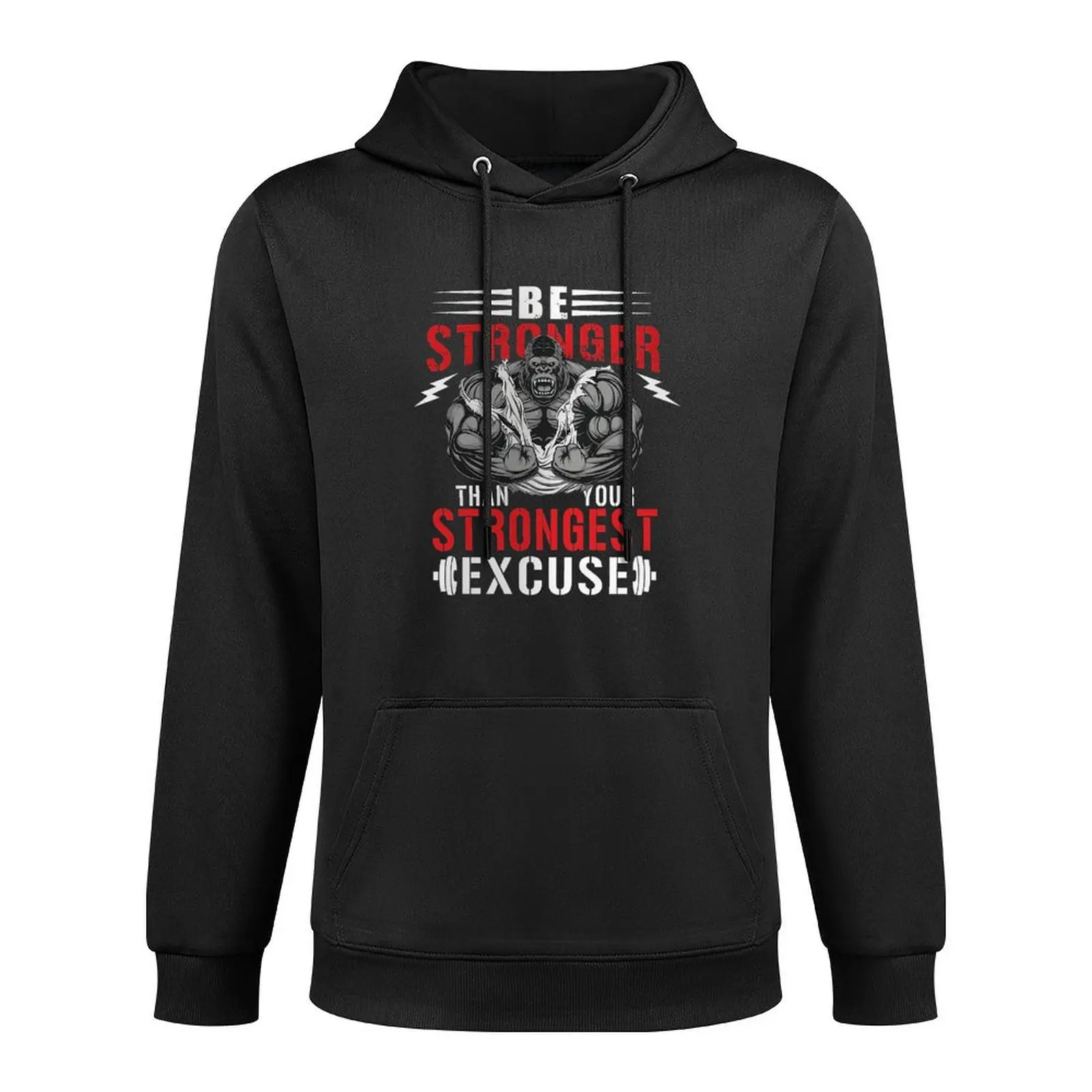 Men's Stylish Long Sleeve Graphic Pullover Hoodie - Beast Mode Gorilla Print, Red Slogan, Menswear Casual Gym Training Sweatshirt, Birthday/Christmas Gift for Men