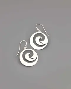 Sterling Silver Ocean Wave Earrings – Abstract Spiral Jewelry