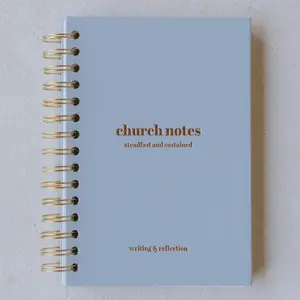 Church Notes Journal - Sky Blue Linen by Steadfast and Sustained - Christian Sermon Notebook to Write Verses, Key Points, Notes, and Apply the Message - Men or Women Gift Idea