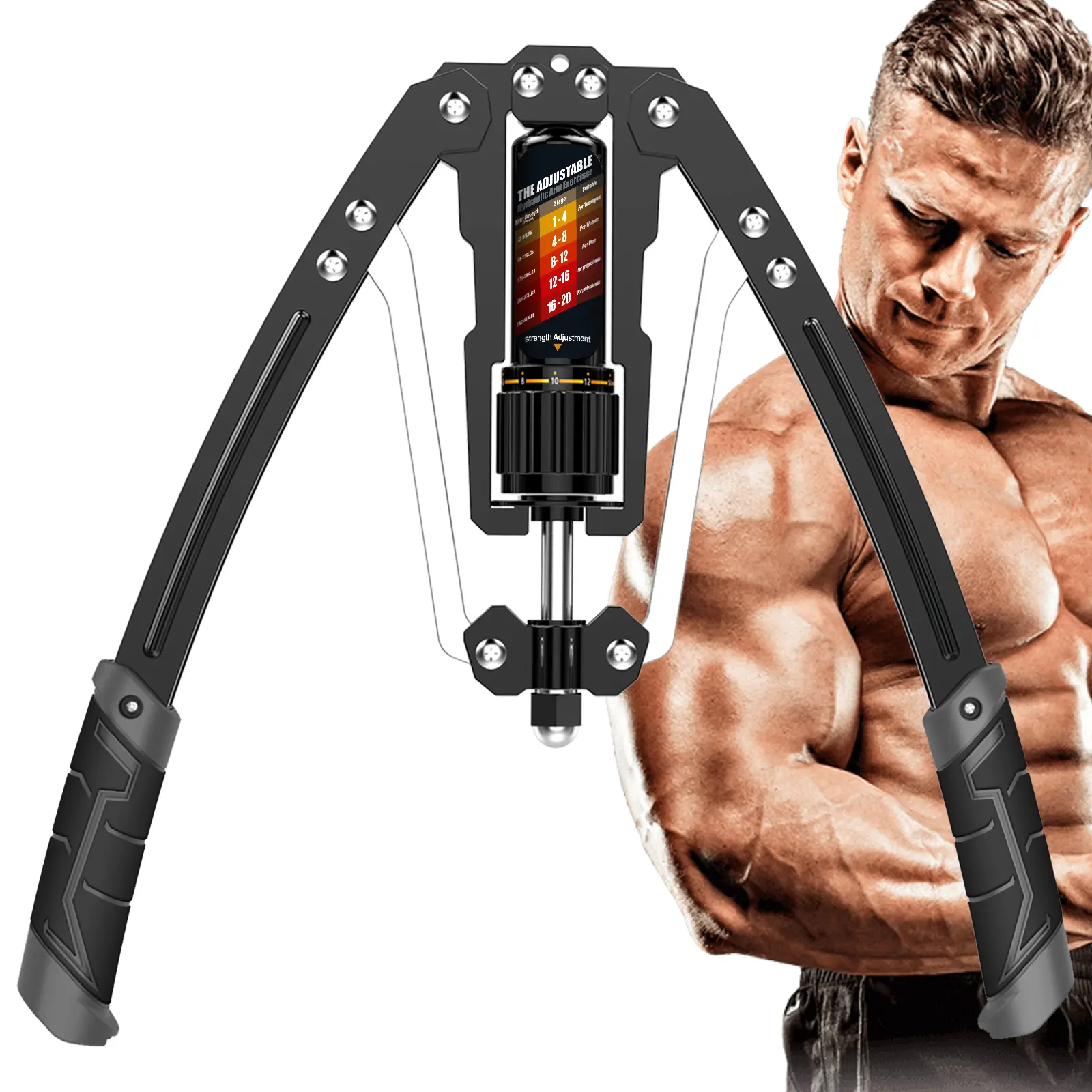 EAST MOUNT Hydraulic Power Twister, Unisex Steel Arm Exerciser with Folding Frame for Functional Training Workout, Adjustable 22-440lbs Resistance for Chest/Shoulder, Arm Workout Machine, Chest Workouts