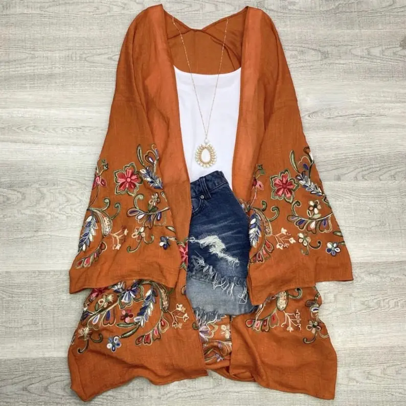 Long sleeve Embroidered kimono