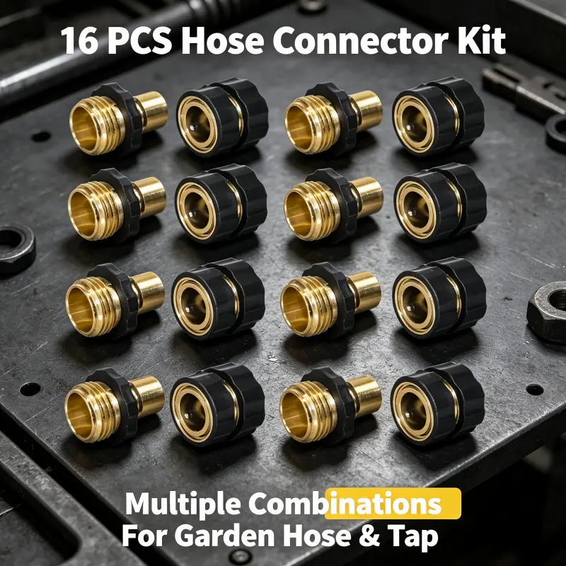 Hourleey 3/4 Inch Garden Hose Quick Connect Fittings Set, Durable Standard 3/4" Male & Female Hose Connectors, Perfect Accessories for Outdoor Gardening, Camping and Home Improvement