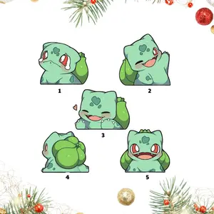 Bulbasaur Vinyl Peeker Sticker, Waterproof Matte Decal for Laptop, Water Bottle Sticker, Window Vinyl Car Decals Anime Poke Stickers