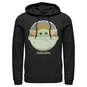 Men's Star Wars The Mandalorian The Child Cartoon Art Bassinet Pull Over Hoodie