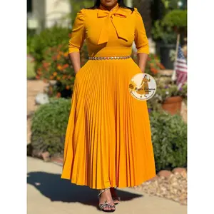 Melanie Mango Pleated Dress