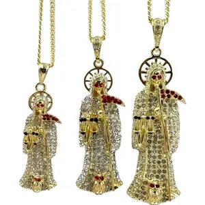 Santa muerte incluye Cadena chapadas en oro de 14k