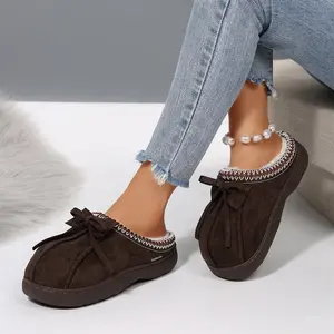 Women's Mini Snow Boots Platform Fleece Slippers Slip Resistant Soft Lined Home Indoor Outdoor Shoes