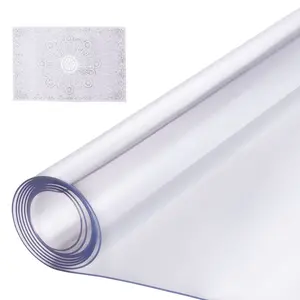 PVC Table Protector 42x96 Inch Clear Plastic Desk Protector 1.5mm Thick, Transparent Desk Mat For Office And Home, Spill Resistant, Wipe Clean Surface, Easy To Install, Anti-Slip Base, Protects Wooden And Glass Surfaces