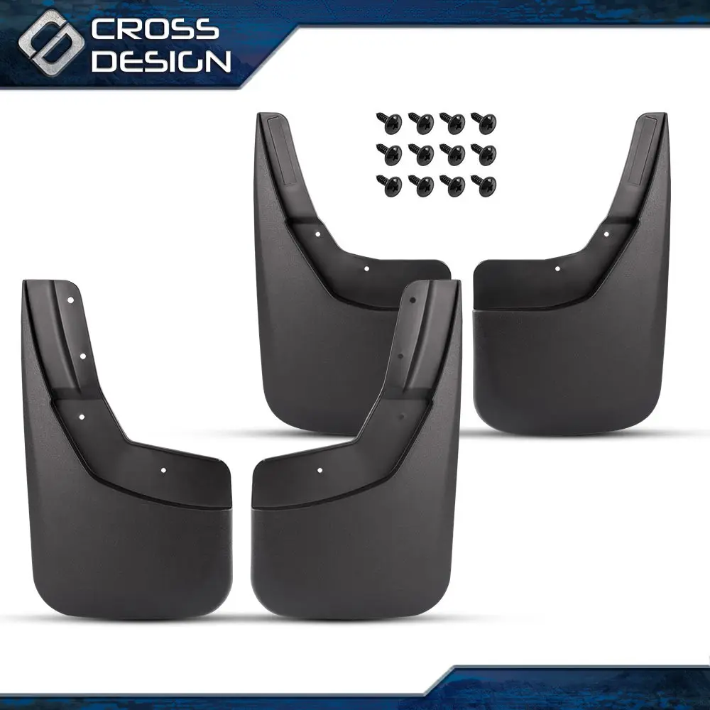 CROSSDESIGN 4PCS Tough Molded Mud Guards, Gravel Protection Automotive Exterior Accessories, High-Strength Front & Rear Splash Guards Fit for 2014-2018 Silverado