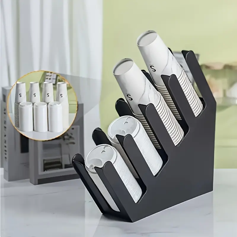 A Commercial Cup Holder with Black Tray - Heavy Duty Non-Food Contact Cup Holder, Space Saving Countertop Distribution System for Coffee Shops, Cafes, Offices - Durable Fashion Cup Holder (No Components)