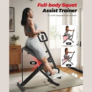 2-in-1 Squat Rowing Machine - Foldable, Easy Setup, Ab & Glute Trainer for Home Workout, Compact Exercise Equipment