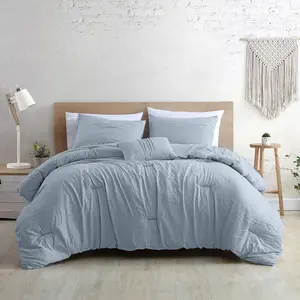 Modern Threads Beck  4-Piece Garment-Washed Comforter Set, Light Blue, Queen