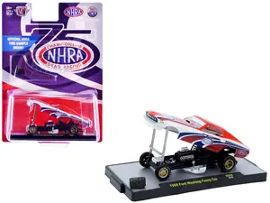 1969 Ford Mustang Funny Car "NHRA 75 Years" Red and White with Graphics Limited Edition 1/64 Diecast Model Car by M2 Machines