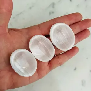 Selenite Worry Stone White selenite peach selenite