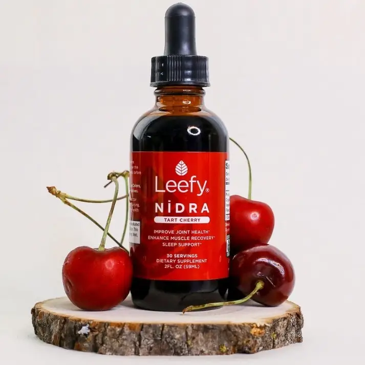Leefy Organics Tart Cherry Nidra - Fast Absorbing, Anti-Inflammatory, Sleep Support, Pain Relief, Muscle Recovery, Joint & Heart Health - Non-GMO, Glu