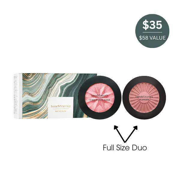 bareMinerals Way To Glow GEN NUDE® Cheek Duo - Limited Edition Blonzer & Highlighting Blush for Instant Glow Makeup bareMinerals Way To Glow GEN NUDE® Cheek Duo - Limited Edition Blonzer & Highlighting Blush for Instant Glow Makeup