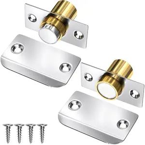 Closet Door Ball Magnetic Door Catch 2 Pack Adjustable Ball Door Latches Hardware, Silver Ball Catch Top of Door Hidden Roller Latch for Invisible Closet Pantry Magnetic Door Latch Closing