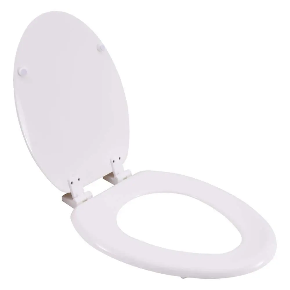 Elongated Wood Closed Front Toilet Seat with Lid in White - Versatile Design for Home or Office Use