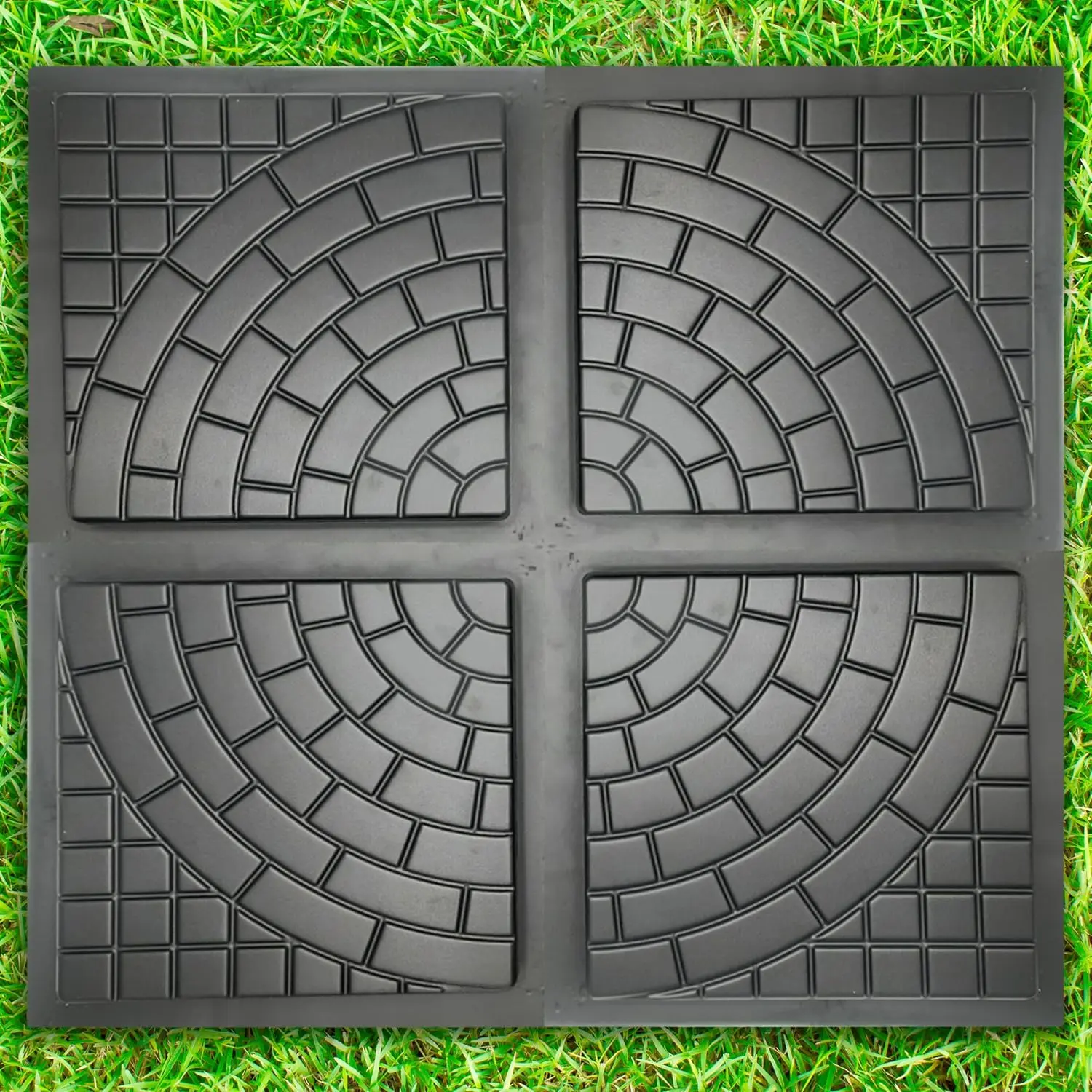 4-Piece Plastic Precast Concrete Molds Set, Large Cobblestone Patio Paving Molds & Forms for Walkways (Home Supplies)